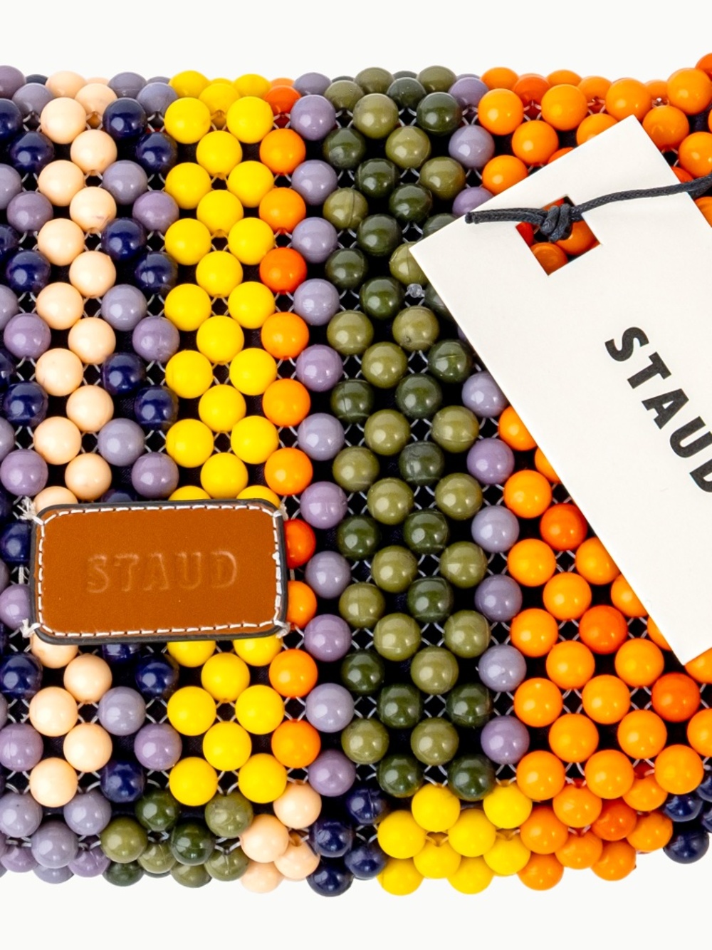 STAUD Multicolor Beaded Shoulder Bag — Pink, Orange, Yellow, Blue, Green, Cream. - Picture 11 of 16
